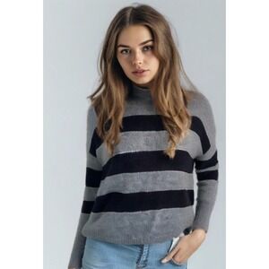 RAILS Elise Sweater Size X-Small Cashmere Wool Blend Boxy Stripe Gray Blue VGUC